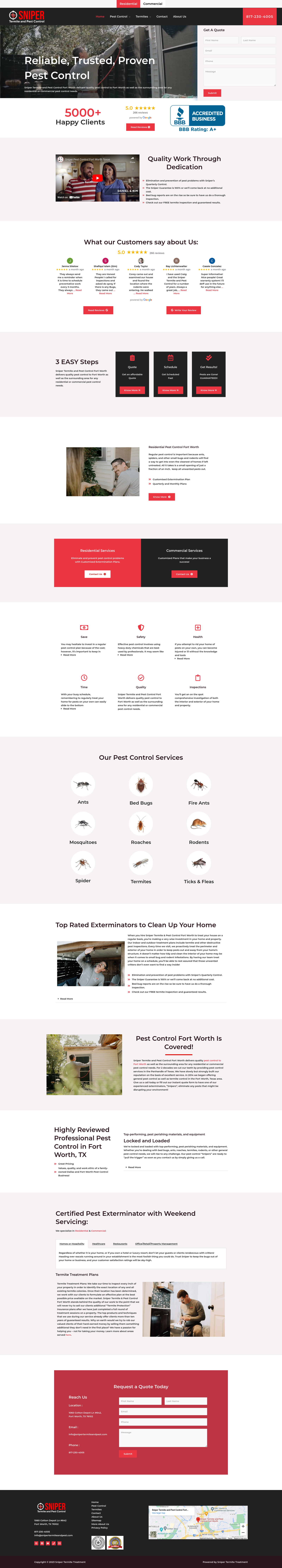 Sniper Pest Control Service Digital Preview - Sniper is one of the most highly rated Pest Control and Termite Treatment services in the Fort Worth area. We were able to design a brand new website for them while improving performance and ensuring the optimum SEO configuration.